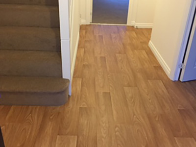 Wood effect vinyl flooring in hallway