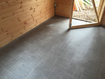 Vinyl floor in shed