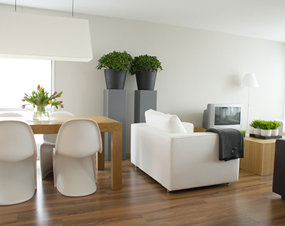 Dining room with laminate flooring