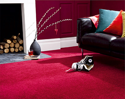 Living room with red carpet